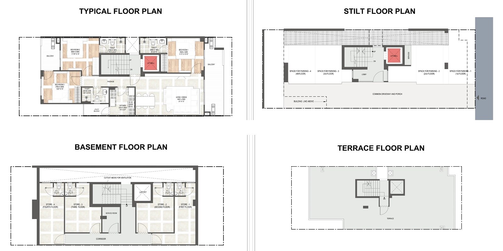 Floor plan of 3 BHK 1614 Sq. Ft. Ind Floor in DLF Gardencity Enclave, Gurgaon