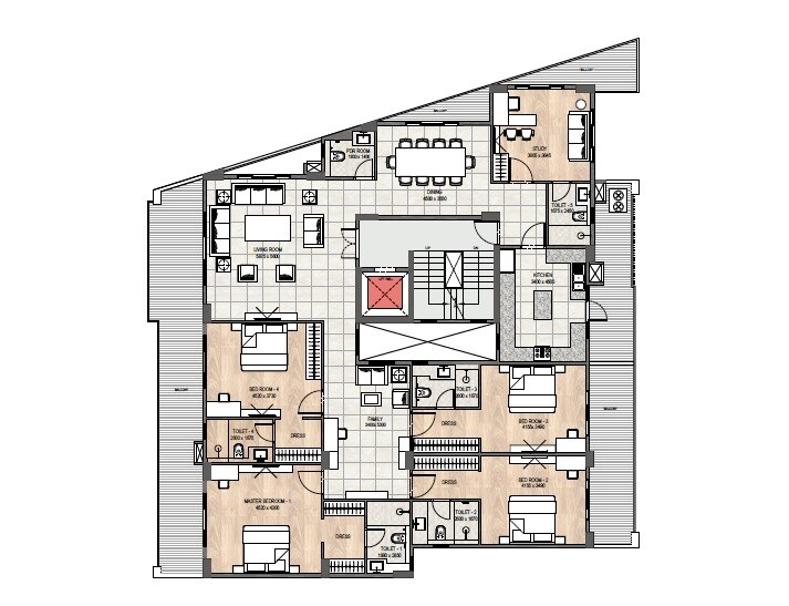 Floor plan of 4 BHK 4715 Sq. Ft. Ind Floor in DLF Imperial Residences, Gurgaon