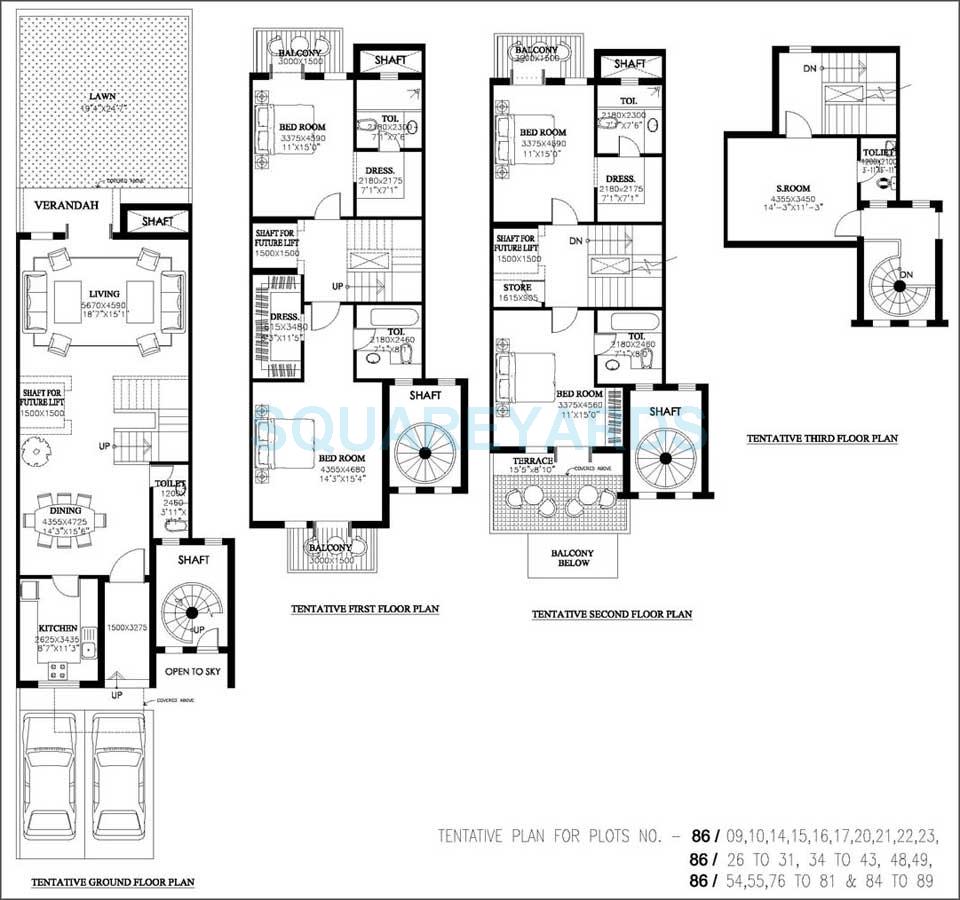Floor plan of 4 BHK 3220 Sq. Ft. Villa in DLF New Town Heights II, Gurgaon