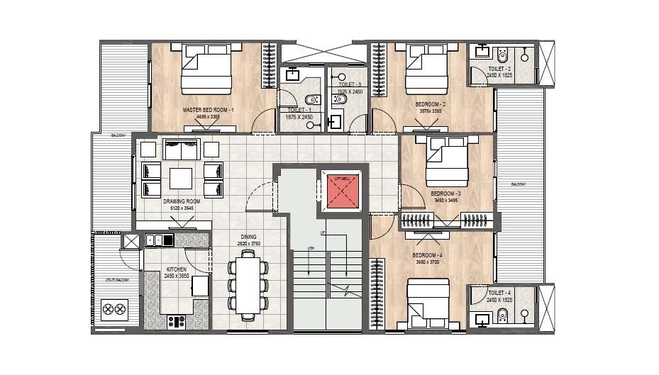 4 BHK 2486 Sq. Ft. Ind Floor in DLF Platinum Residences