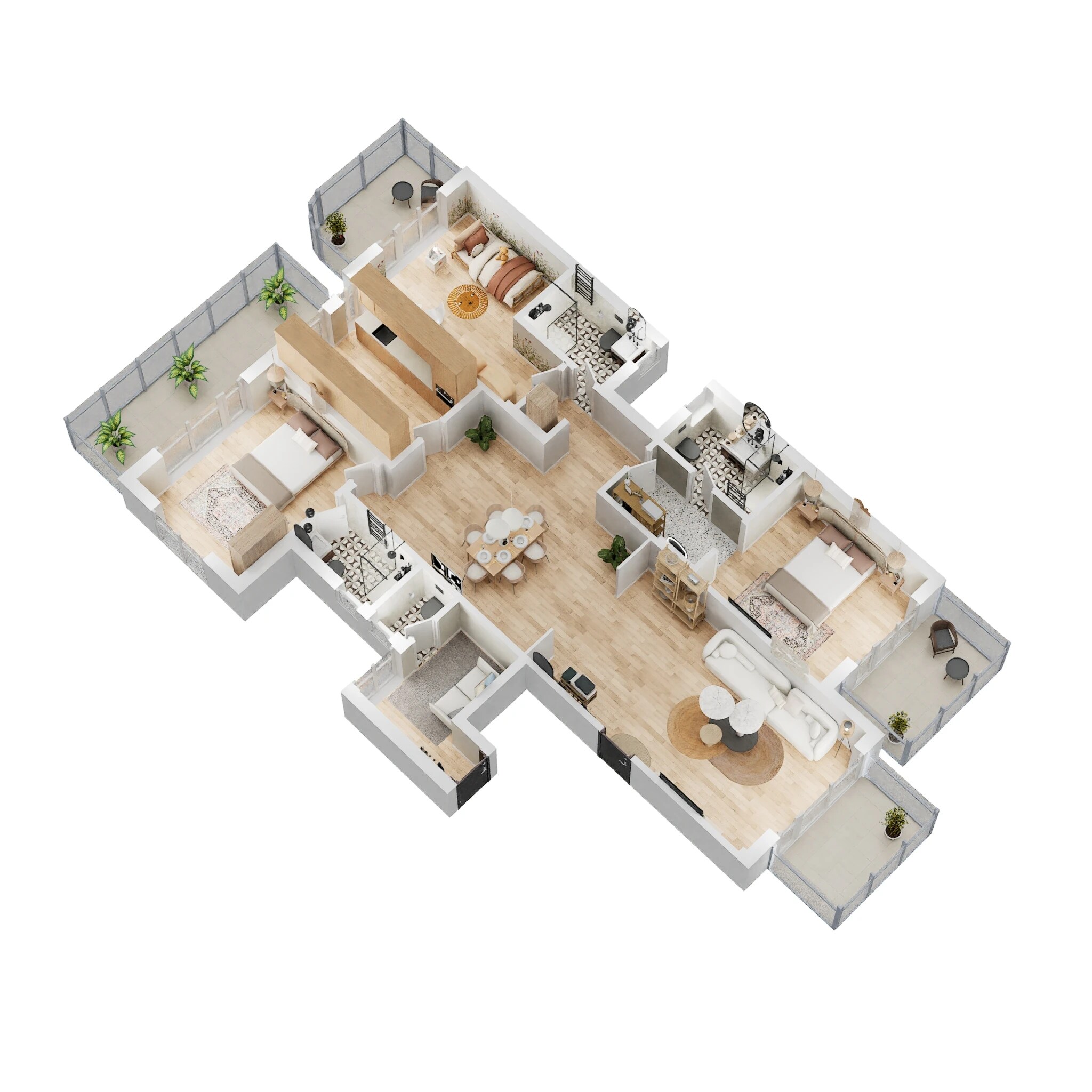 Floor plan of 3 BHK 2000 Sq. Ft. Apartment in DLF Privana, Gurgaon