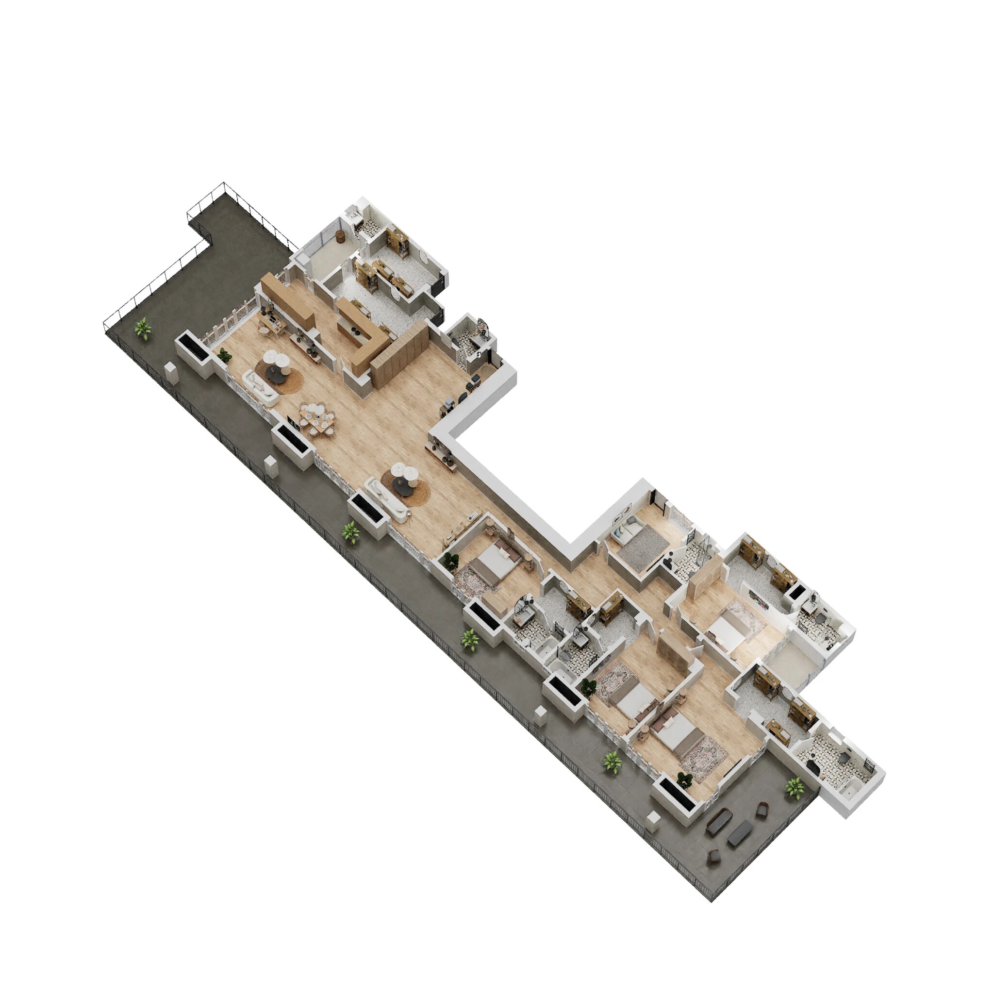 Floor plan of 4 BHK 5472 Sq. Ft. Penthouse in DLF Privana South, Gurgaon