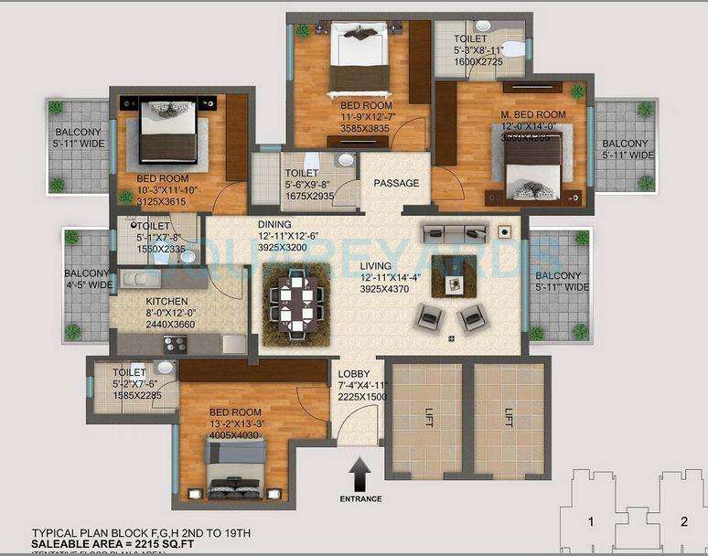 4 Bhk 2215 Sq Ft Apartment For Sale In Dlf Regal Gardens At Rs