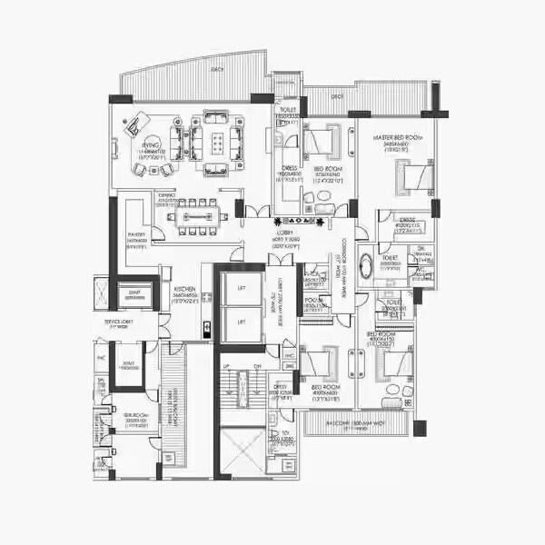 Floor plan of 4 BHK 7196 Sq. Ft. Apartment in DLF The Camellias, Gurgaon