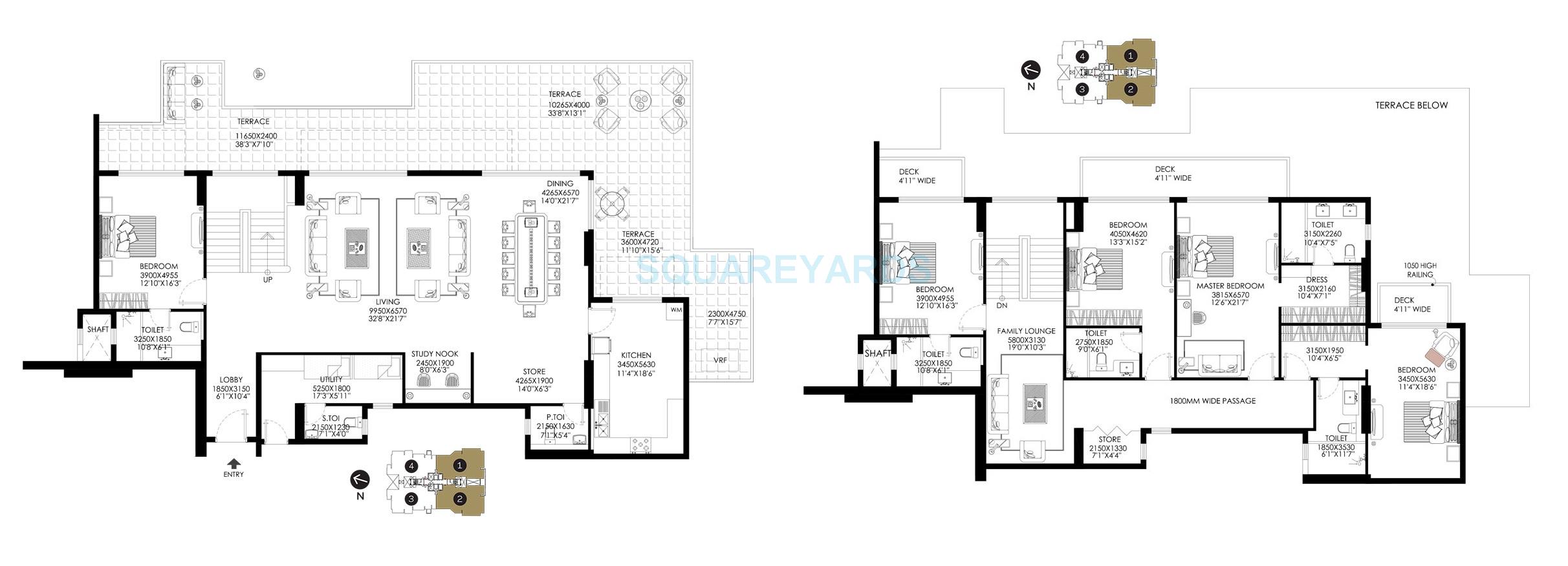 Floor plan of 5 BHK 6221 Sq. Ft. Penthouse in DLF The Crest, Gurgaon
