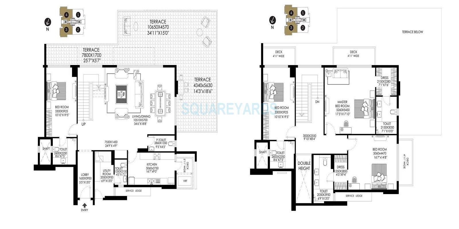 Floor plan of 4 BHK 4953 Sq. Ft. Penthouse in DLF The Crest Phase II, Gurgaon