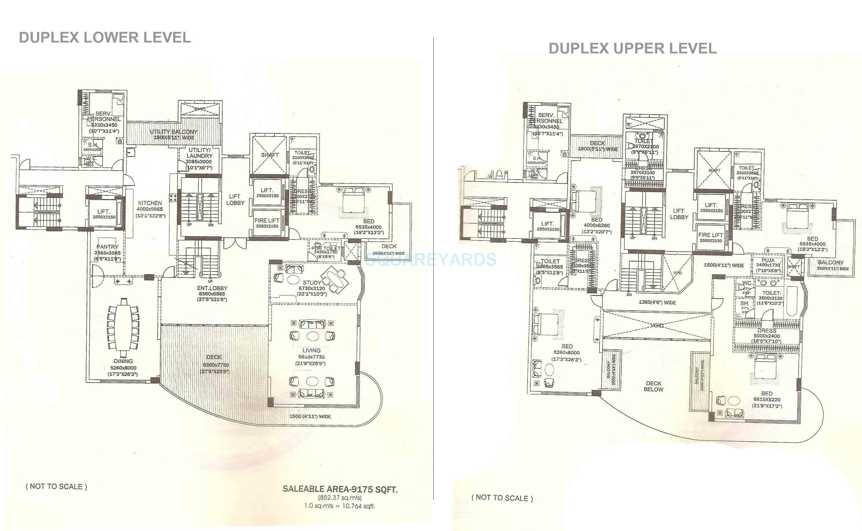 Floor plan of 5 BHK 9175 Sq. Ft. Apartment in DLF The Magnolias, Gurgaon