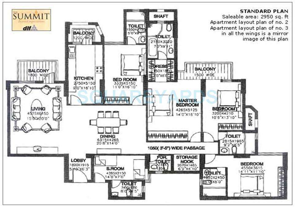 4 BHK 2950 Sq. Ft. Apartment in DLF The Summit