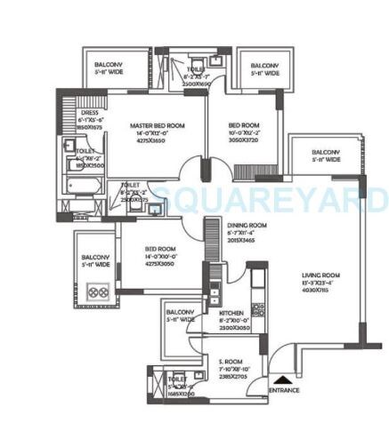 Floor plan of 3 BHK 2078 Sq. Ft. Apartment in DLF The Ultima, Gurgaon
