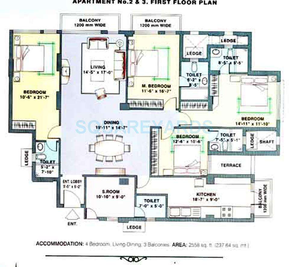 4 Bhk 2558 Sq Ft Apartment For Sale In Dlf Trinity Towers Gurgaon