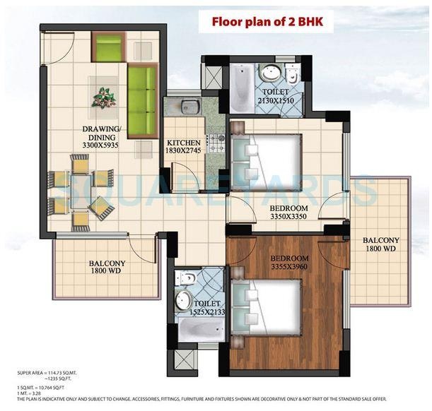 2 BHK 1235 Sq. Ft. Apartment in Earth Copia