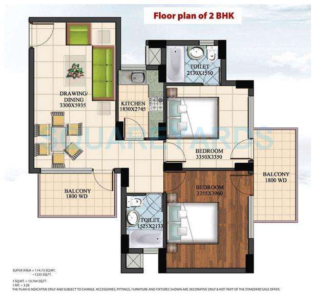 2 BHK 1235 Sq. Ft. Apartment in Earth Copia Gurgaon