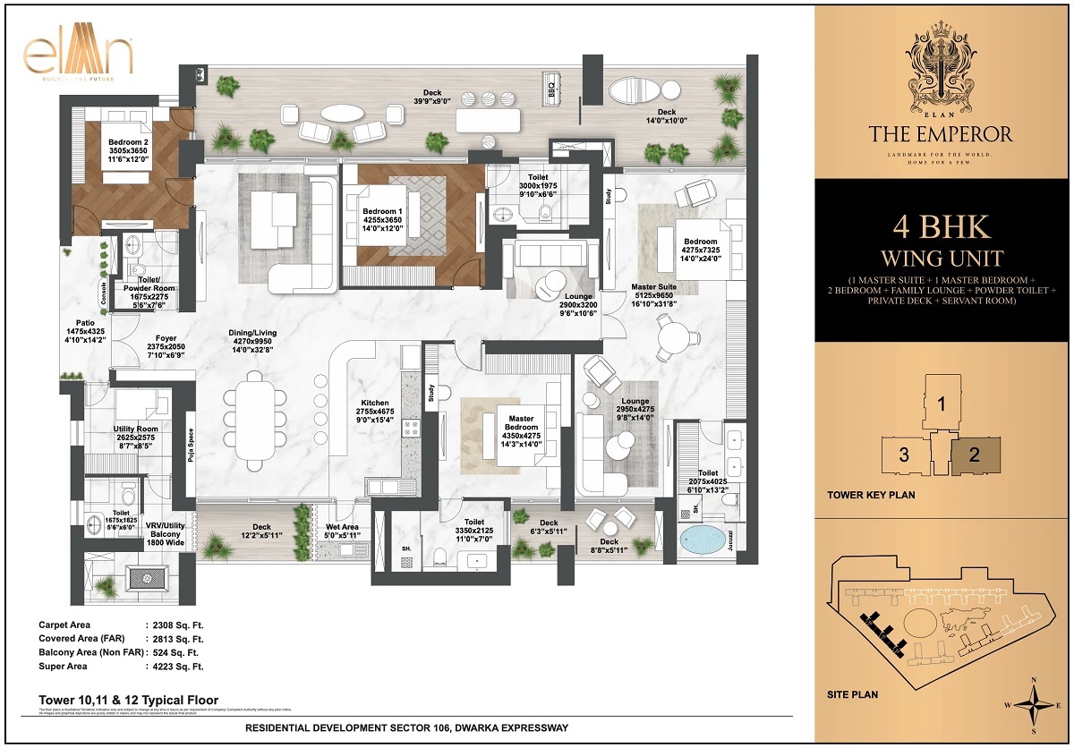 4 BHK 4223 Sq. Ft. Apartment in Elan The Emperor