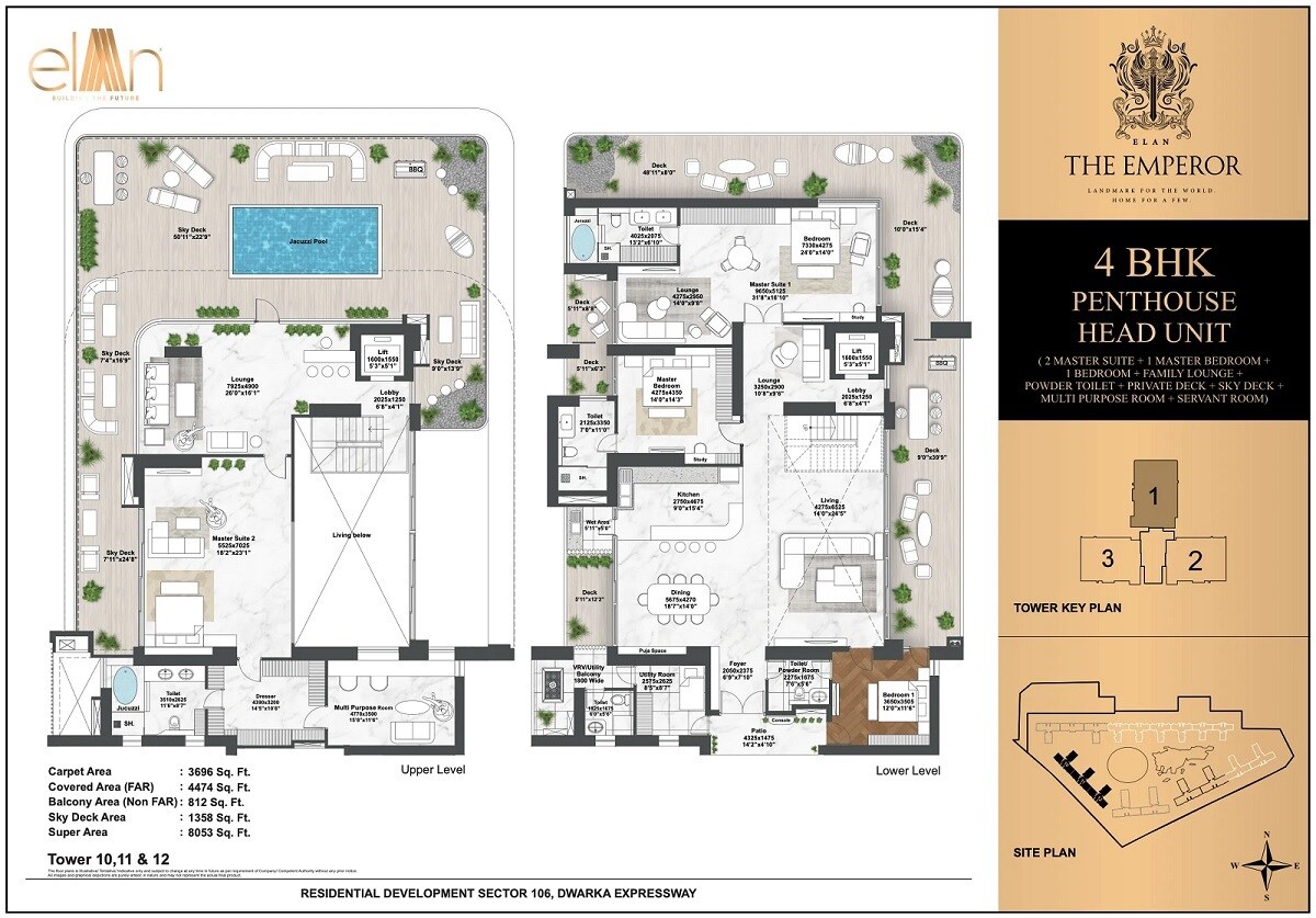 Floor plan of 4 BHK Penthouse - 8053 sq. ft. in Elan The Emperor, Gurgaon