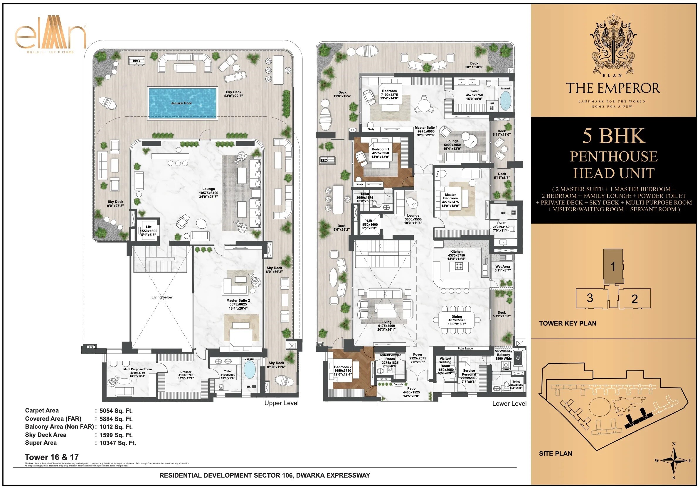 Floor plan of 5 BHK Penthouse - 10347 sq. ft. in Elan The Emperor, Gurgaon