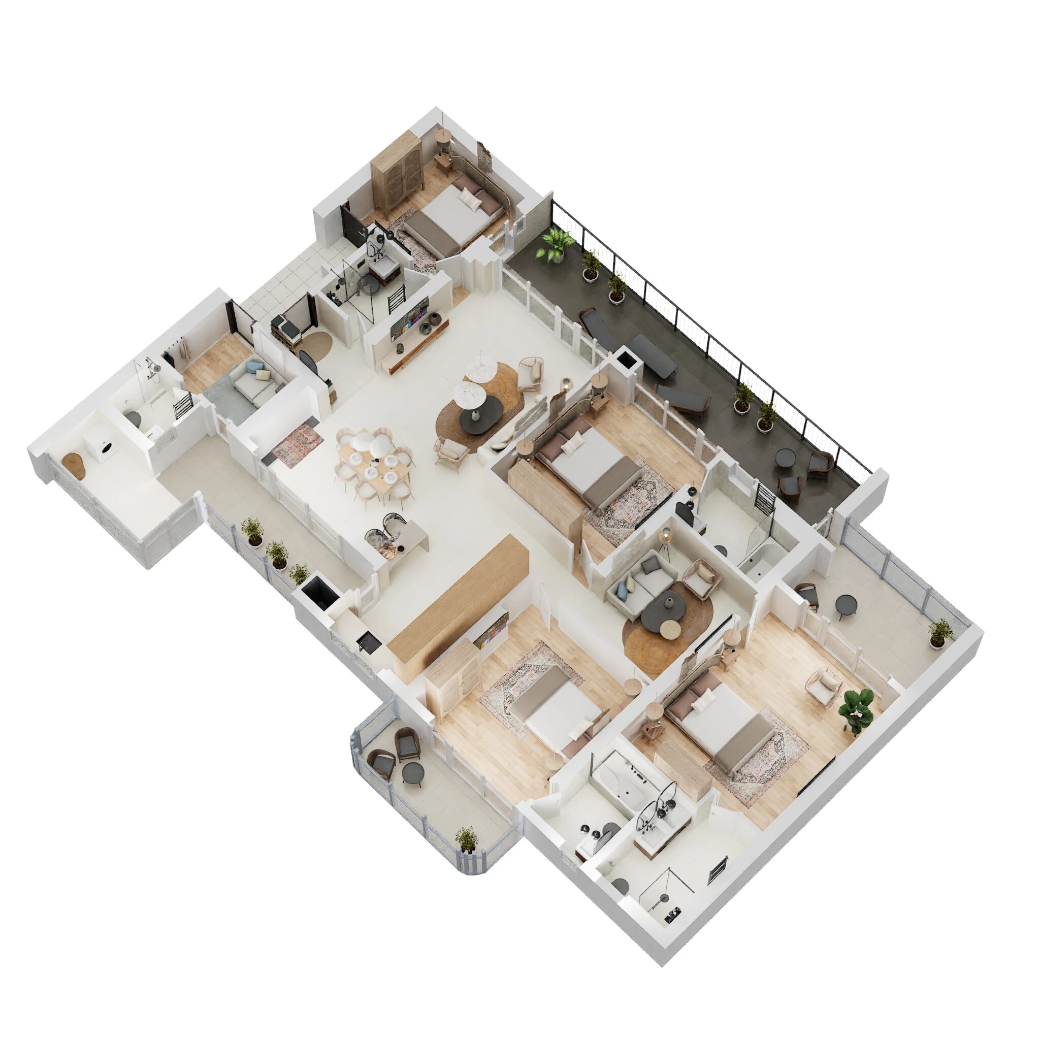 Floor plan of 4 BHK 3075 Sq. Ft. Apartment in Elan The Presidential, Gurgaon