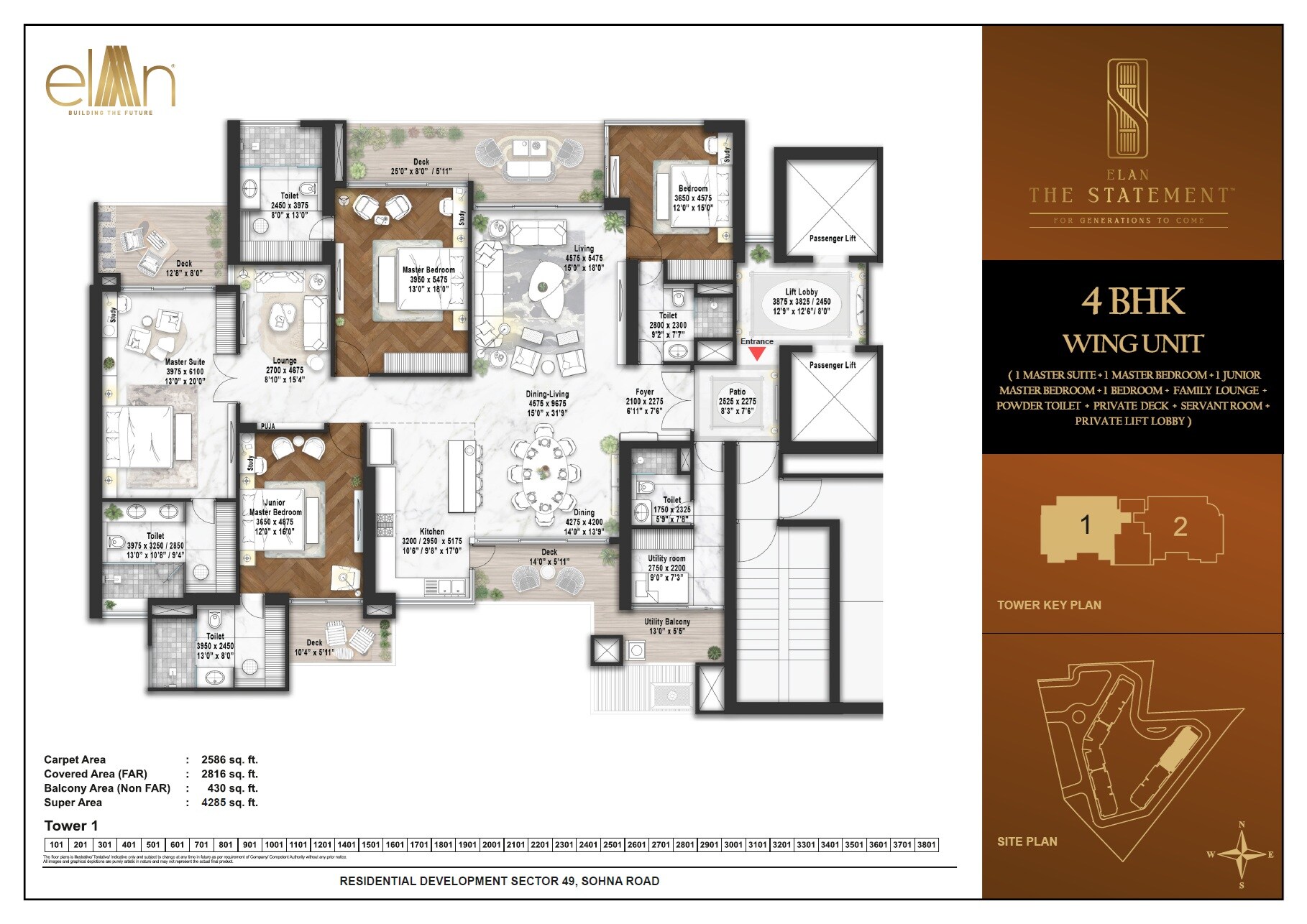 Other, elan-the-statement 4 Bedroom 4328 Sq.Ft. Apartment In Sector 49 Gurgaon 9640036