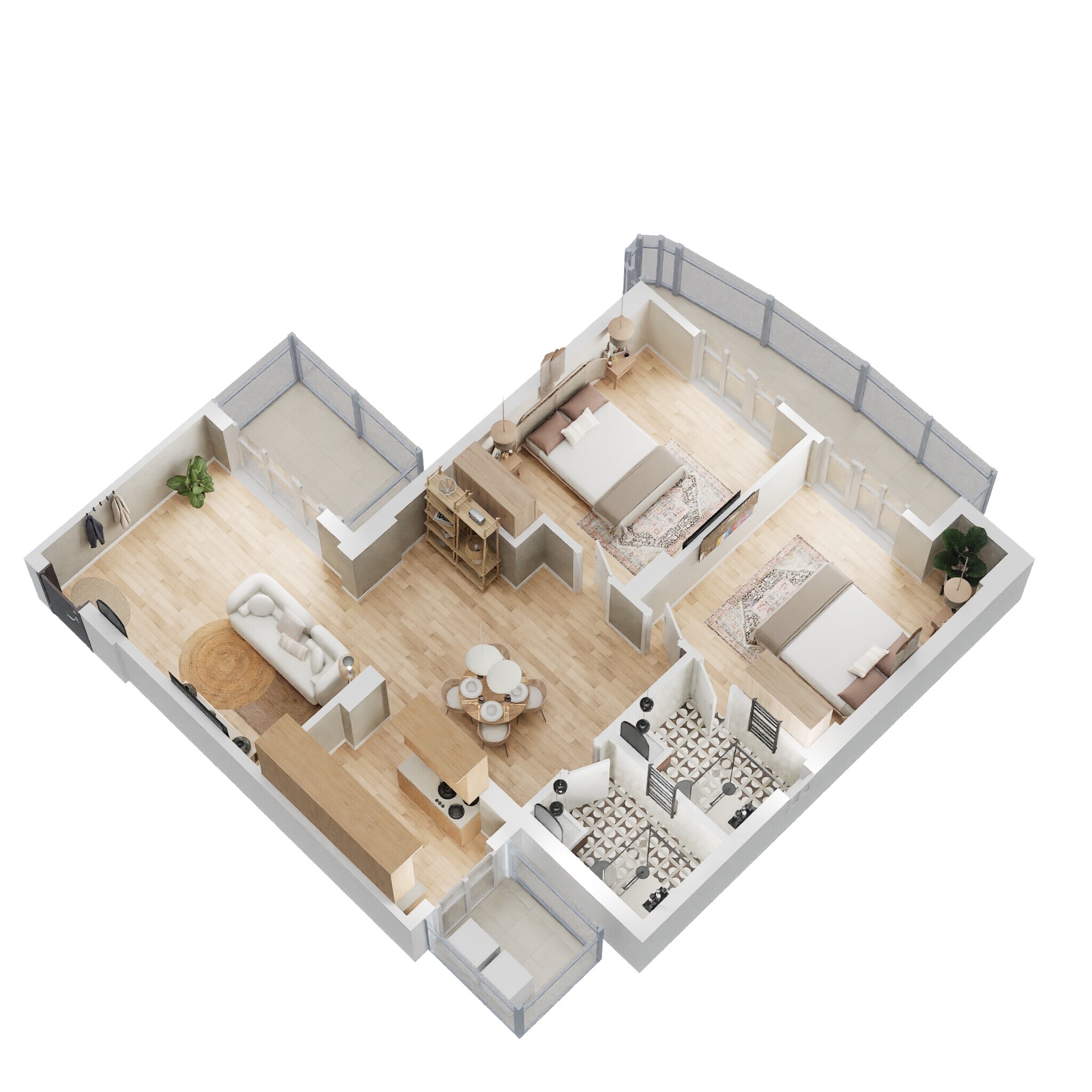 Floor plan of 2 BHK 1264 Sq. Ft. Apartment in Eldeco Acclaim, Gurgaon