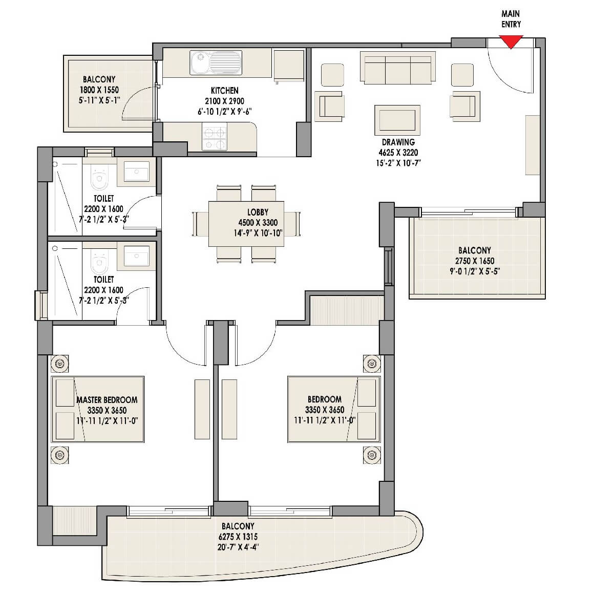 Other, eldeco-acclaim 2 Bedroom 1264 Sq.Ft. Apartment In Sohna Sector 2 Gurgaon 8723985