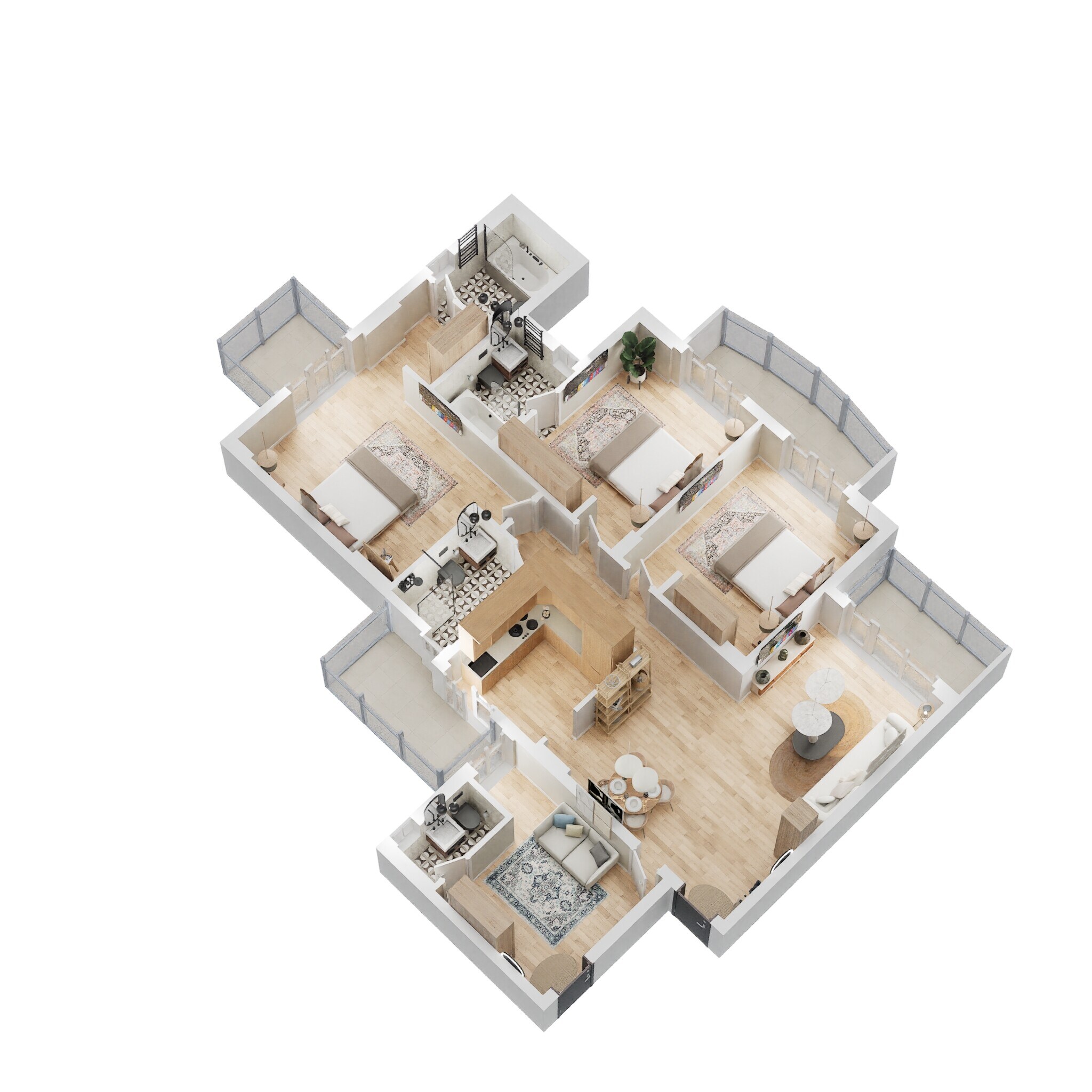 Floor plan of 3 BHK 2122 Sq. Ft. Apartment in Eldeco Acclaim, Gurgaon