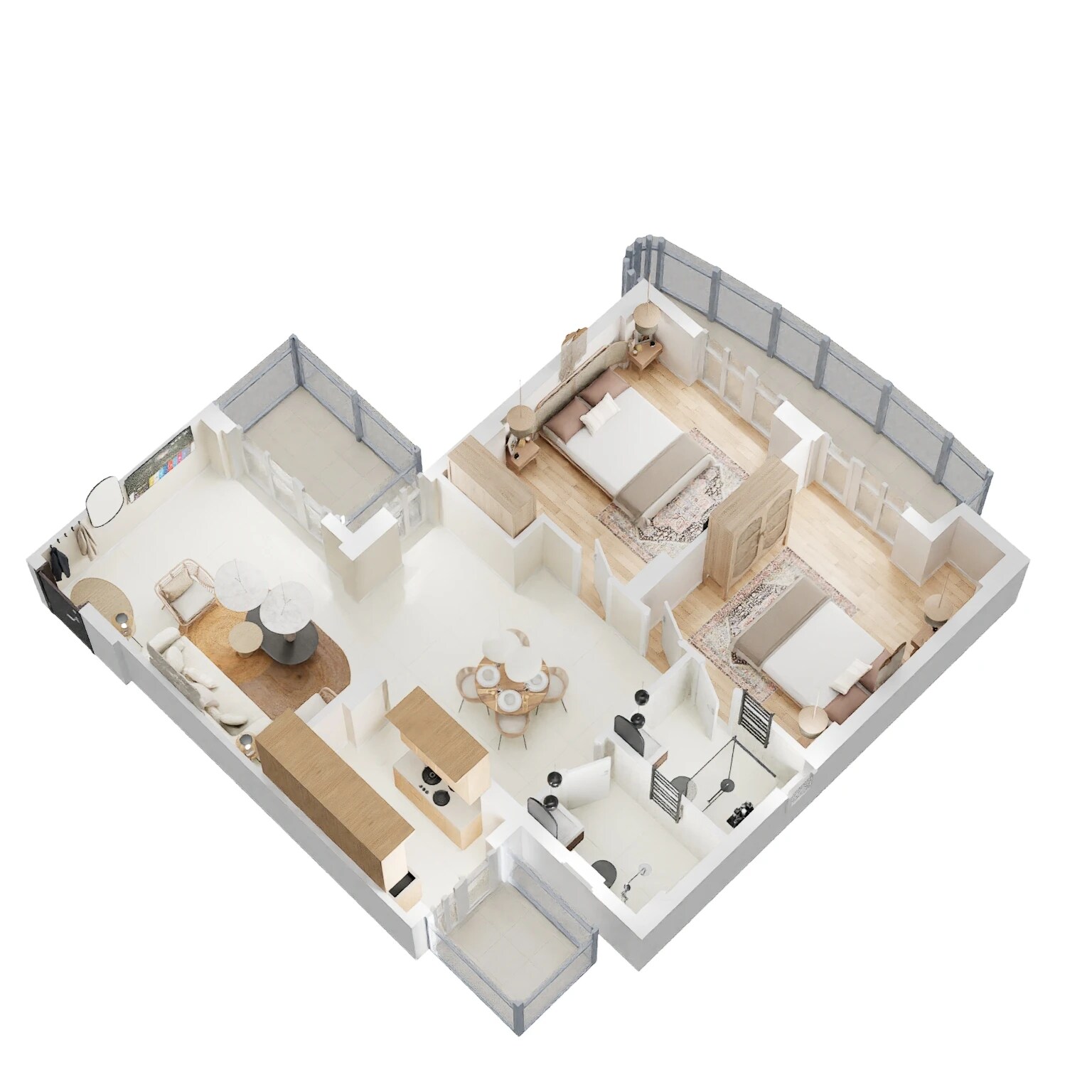 Floor plan of 2 BHK 1264 Sq. Ft. Apartment in Eldeco Accolade, Gurgaon