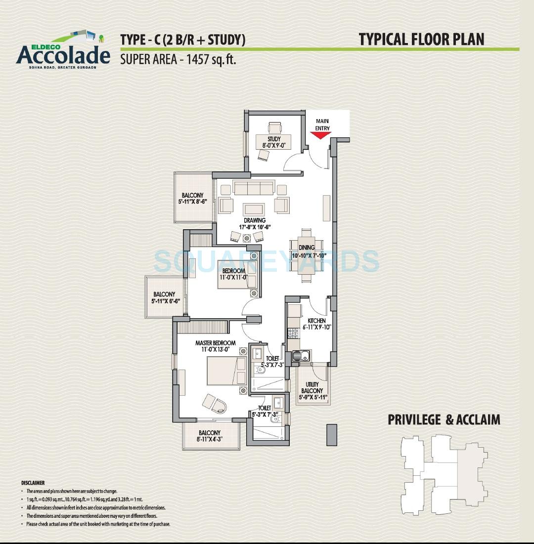  2 BHK Apartment at Eldeco Accolade, Saini Colony – for Rent