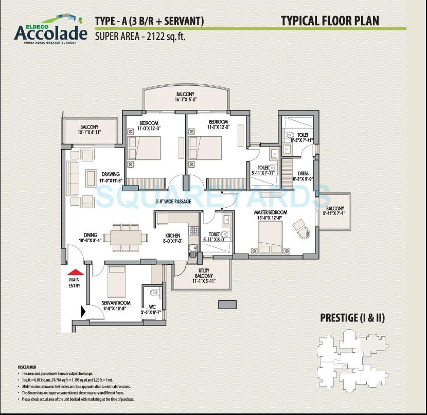  3 BHK Apartment at Eldeco Accolade, Sohna Sector 2 – for Rent