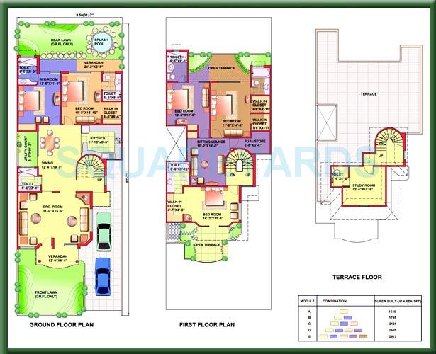 Floor plan of 5 BHK Villa - 2915 sq. ft. in Eldeco Mansionz, Gurgaon