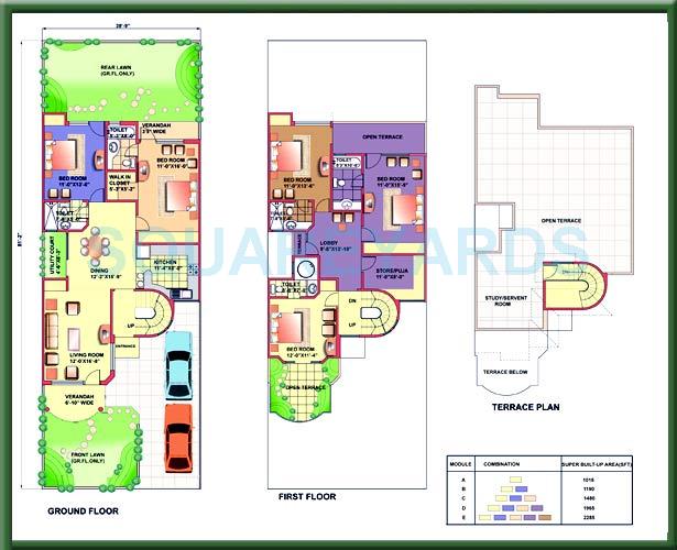 Floor plan of 5 BHK Villa - 2285 sq. ft. in Eldeco Mansionz, Gurgaon