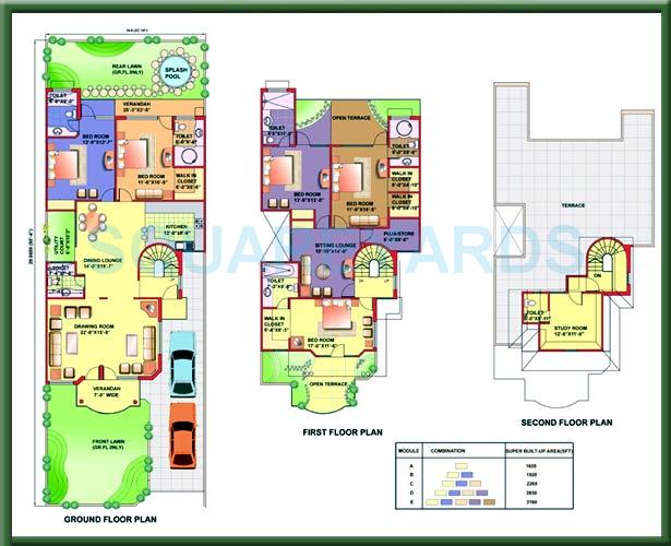 Floor plan of 5 BHK Villa - 3000 sq. ft. in Eldeco Mansionz, Gurgaon