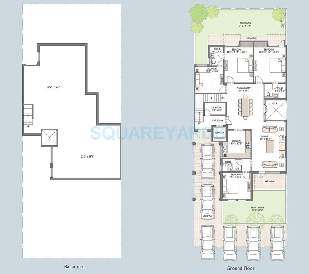 Floor plan of 4 BHK 3000 Sq. Ft. Ind Floor in Emaar Emerald Floors Select, Gurgaon