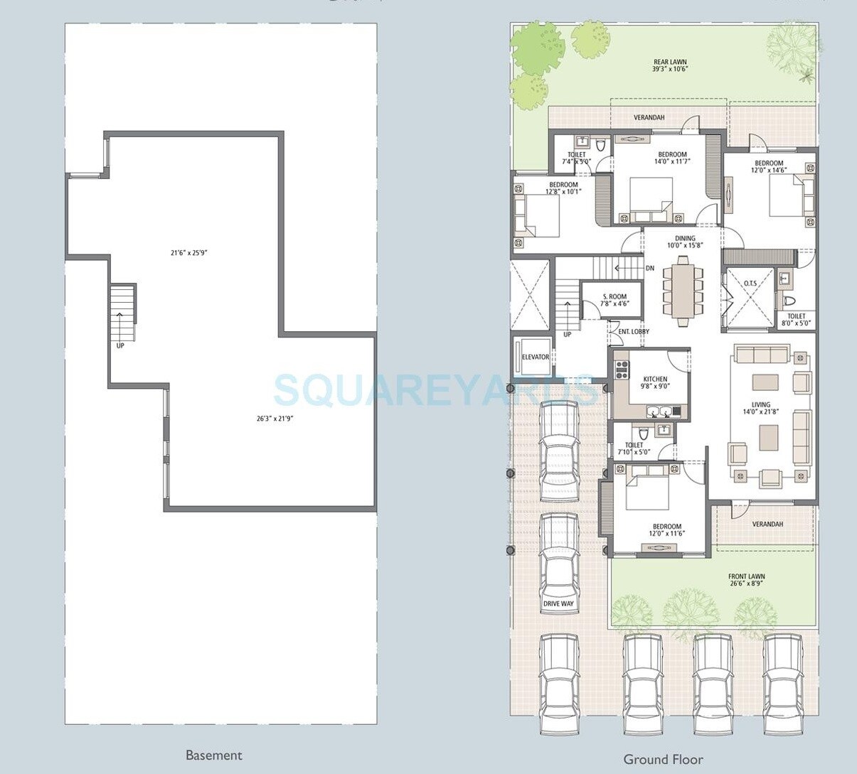 Floor plan of 4 BHK 3400 Sq. Ft. Ind Floor in Emaar Emerald Floors Select, Gurgaon