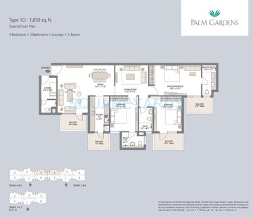  3 BHK Apartment at Emaar Palm Gardens, Sector 83 – for Rent