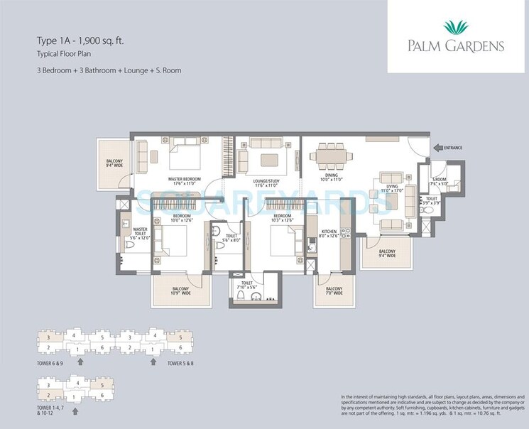 Other, emaar-palm-gardens 3 Bedroom 1900 Sq.Ft. Apartment In Sector 83 Gurgaon 8828126