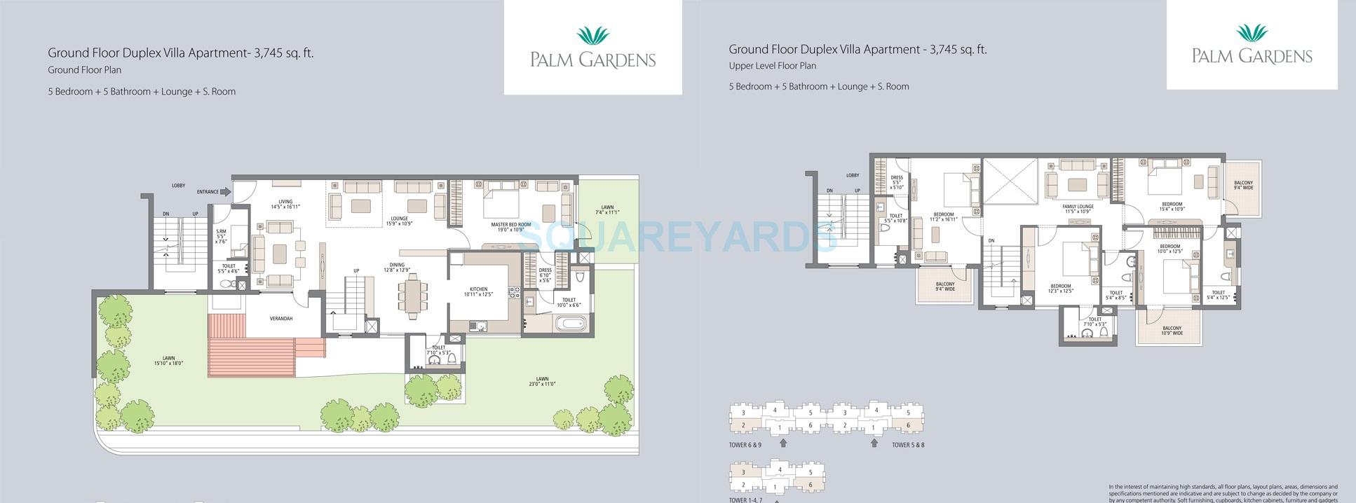 emaar mgf palm gardens duplex apartment 5bhk 5bathroom lounge sq 3745sqft 1