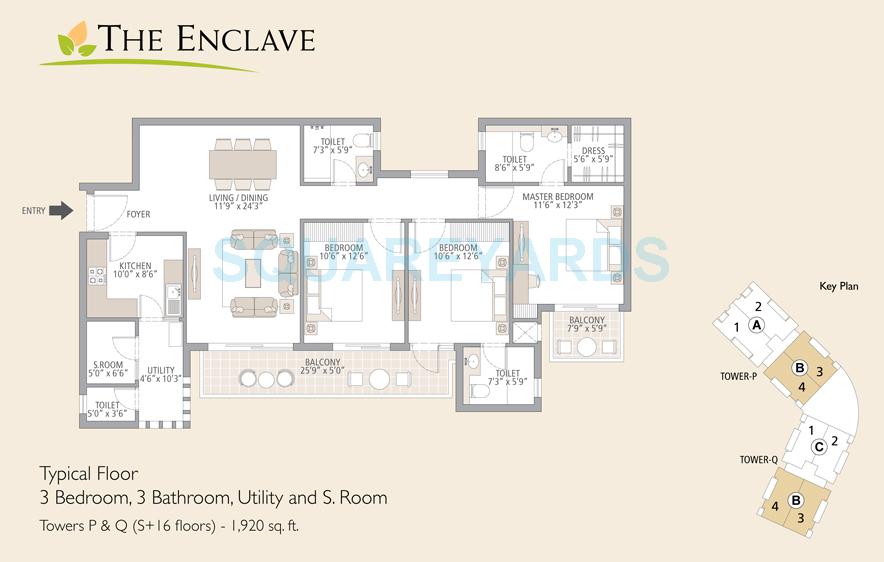  3 BHK Apartment at Emaar The Enclave, Sector 66 – for Rent
