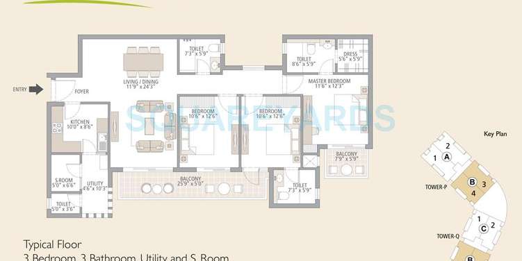 emaar mgf the enclave apartment 3bedroom 3bathroom utility and s room 1920sqft 1