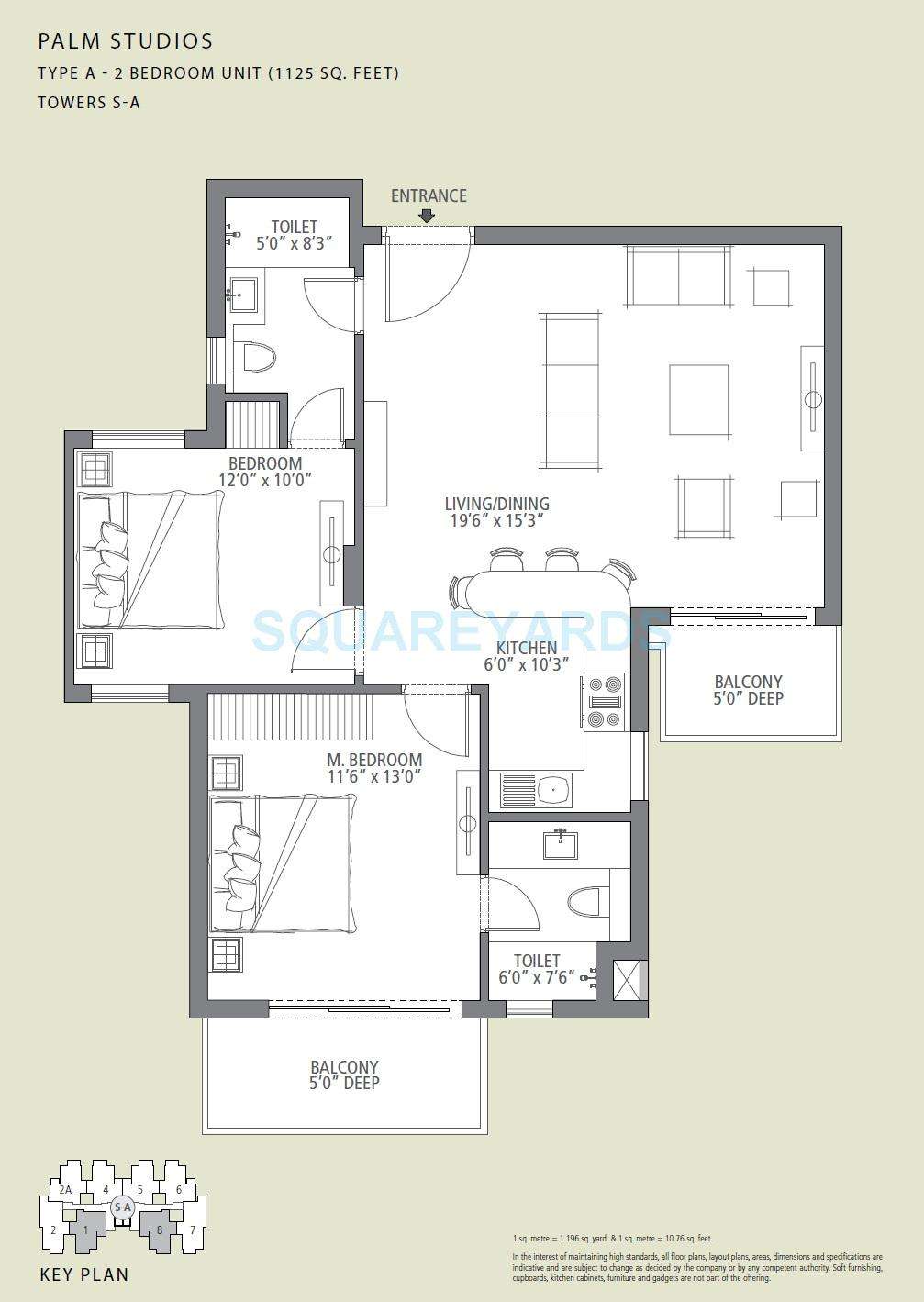 2 BHK 1125 Sq. Ft. Apartment in Emaar The Palm Drive-Palm Studios