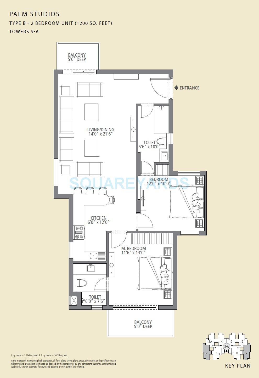  2 BHK Apartment at Emaar The Palm Drive-Palm Studios, Sector 66 – for Rent