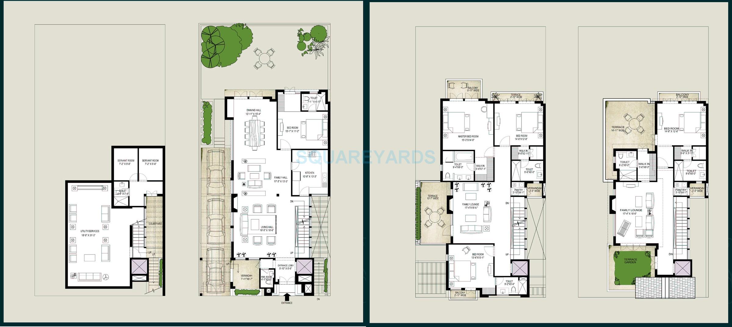 Floor plan of 5 BHK 4800 Sq. Ft. Penthouse in Emaar The Palm Springs, Gurgaon