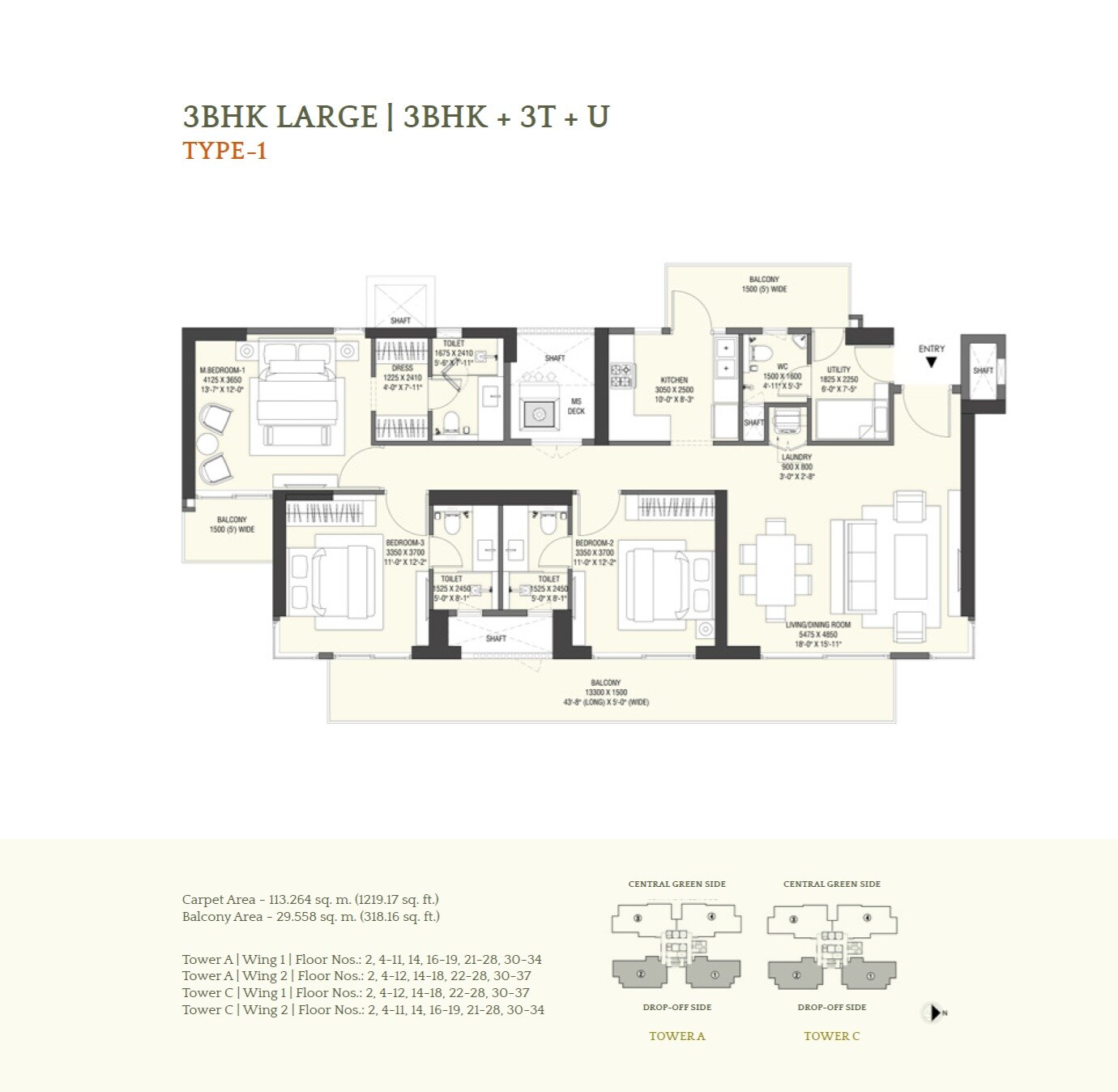  3 BHK Apartment at Emaar Serenity Hills, Sector 86 – for Sale