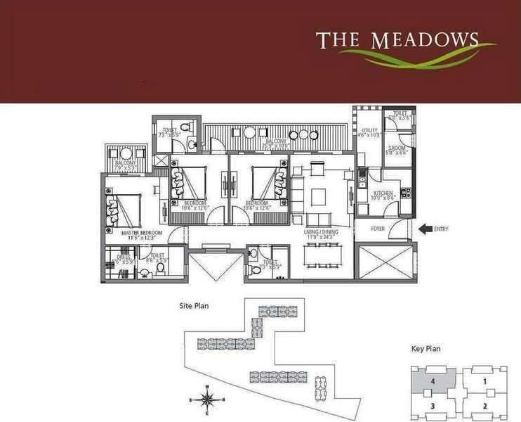 3 BHK 1580 Sq. Ft. Apartment in Emaar The Meadows