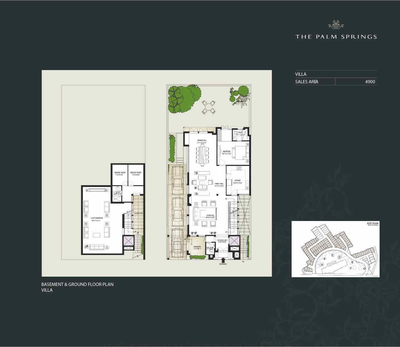 Floor plan of 5 BHK 4900 Sq. Ft. Villa in Emaar The Palm Spring  Villas, Gurgaon