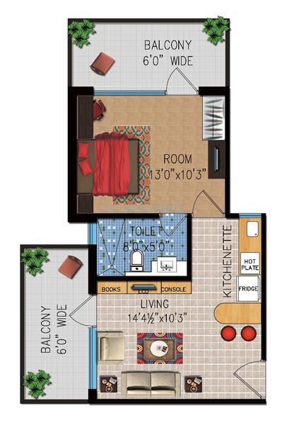 1 BHK 795 Sq. Ft. Studio