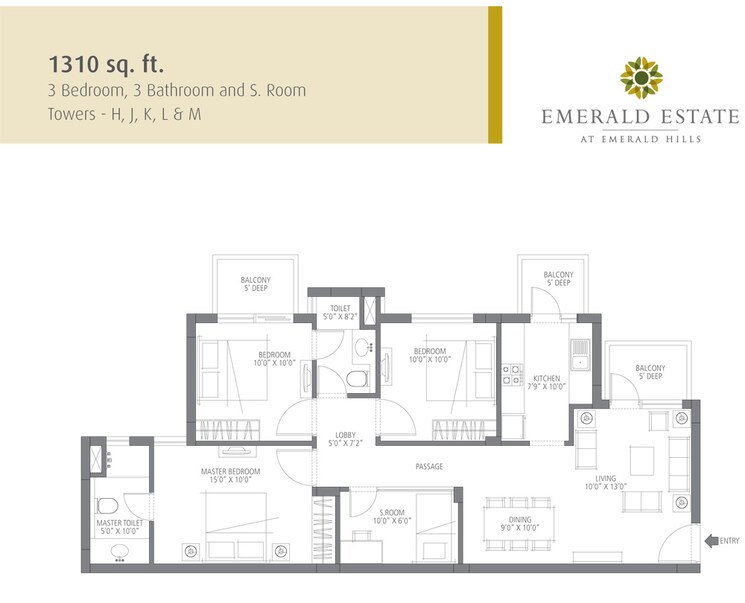 Other, emaar-emerald-estate 3 Bedroom 1310 Sq.Ft. Apartment In Sector 65 Gurgaon 6661422
