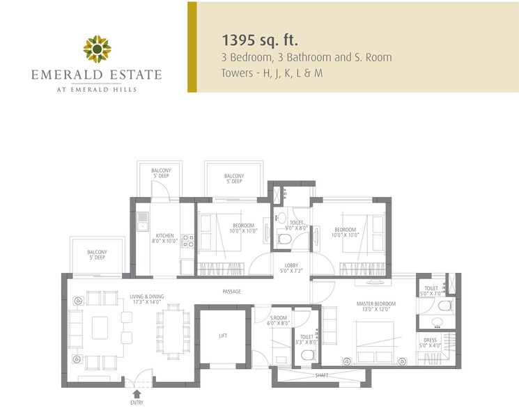 Other, emaar-emerald-estate 3 Bedroom 1395 Sq.Ft. Apartment In Sector 65 Gurgaon 8829019