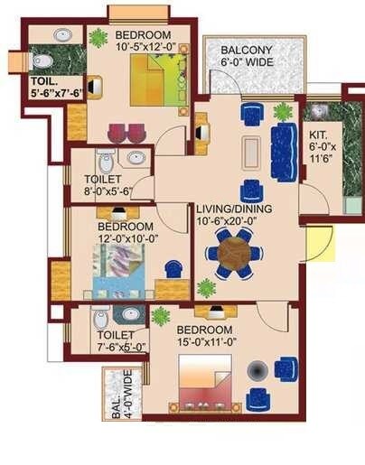 Other, eros-wembley-estate 3 Bedroom 1376 Sq.Ft. Apartment In Sector 50 Gurgaon 7435202