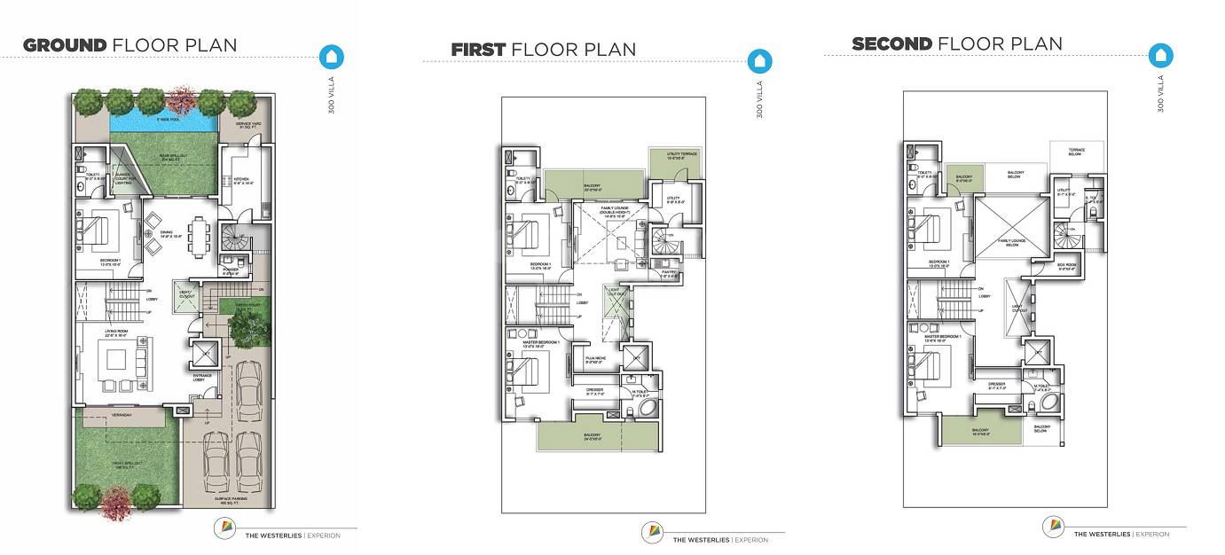 Floor plan of 5 BHK 3231 Sq. Ft. Villa in Experion The Westerlies Plots, Gurgaon