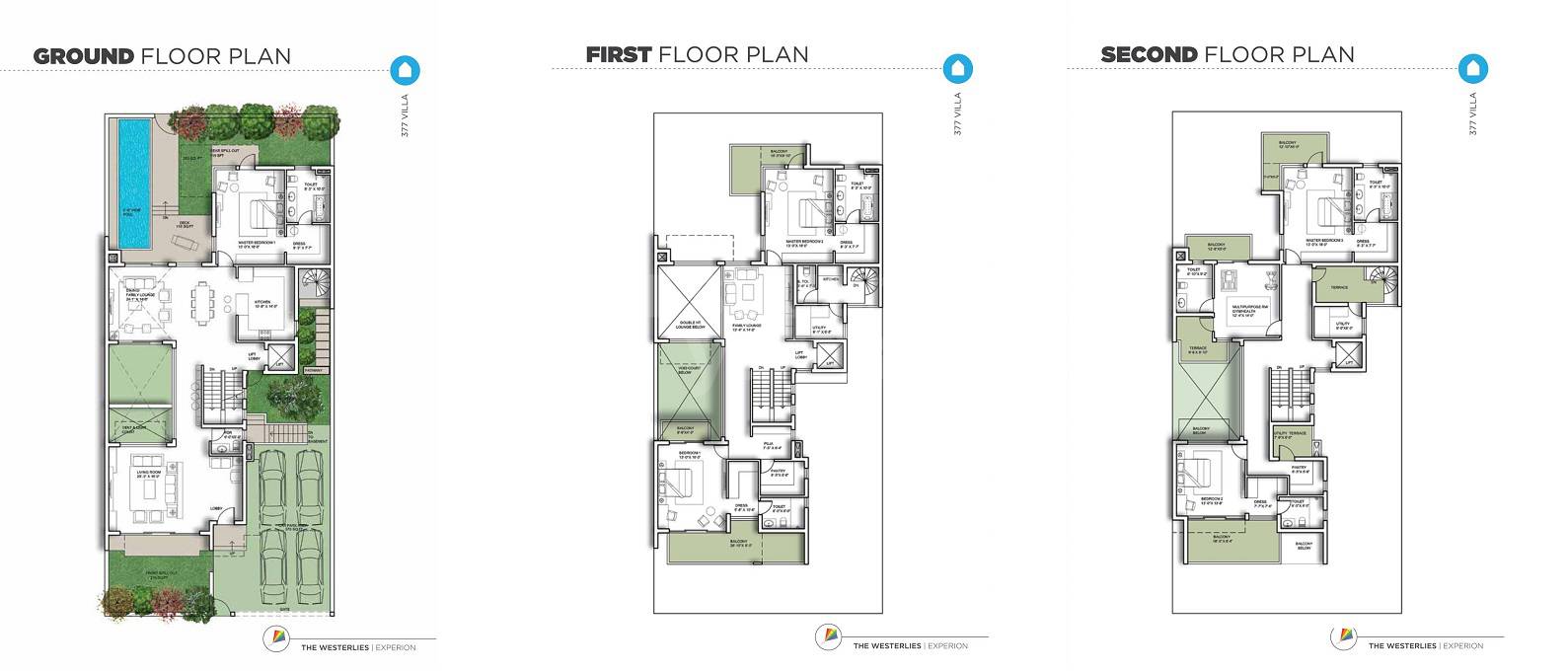 Floor plan of 5 BHK 4050 Sq. Ft. Villa in Experion The Westerlies Plots, Gurgaon