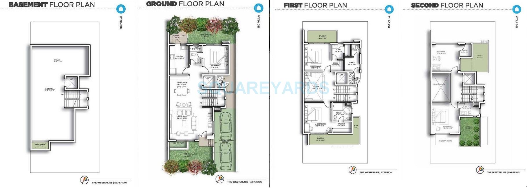 Floor plan of 4 BHK 4486 Sq. Ft. Villa in Experion The Westerlies, Gurgaon